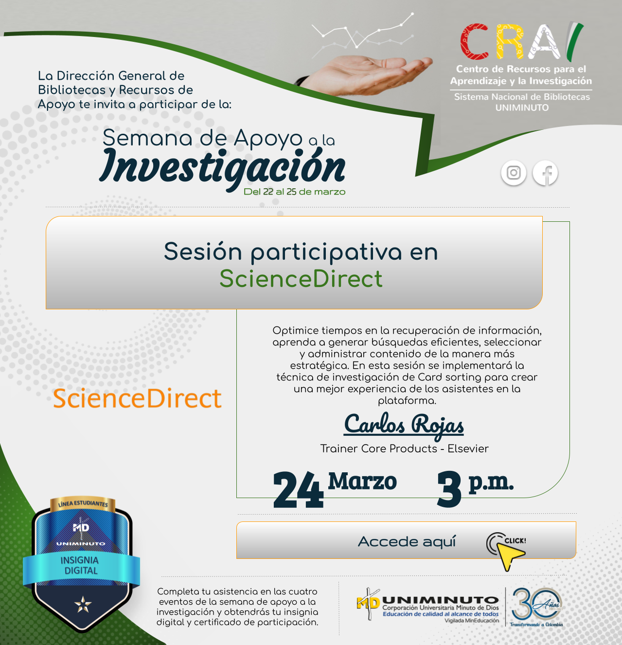 Sesión participativa en ScienceDirect Inicio